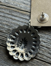 Load image into Gallery viewer, Navajo Native American Sterling Silver Stamped Handmade Earrings T O White