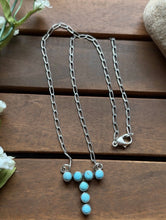 Load image into Gallery viewer, Navajo Sterling Silver Turquoise Alphabet T Chain Necklace KY