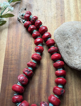 Load image into Gallery viewer, Heavy Chunky Sterling Silver Red Coral Bead Necklace. 20 inch Gift