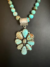 Load image into Gallery viewer, Navajo sterling silver number 8 turquoise  pendant necklace Ky