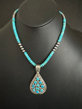 Load image into Gallery viewer, Navajo sterling silver turquoise necklace pendant