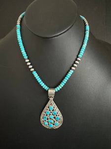 Navajo sterling silver turquoise necklace pendant