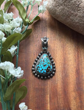 Load image into Gallery viewer, Navajo Sterling Silver Kingman Spiderweb Turquoise Pendant H Piasso