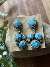 Load image into Gallery viewer, Native American Sterling Silver Kingman Spiderweb Turquoise Earrings Mary Ellen