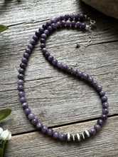 Load image into Gallery viewer, Sterling Silver Charoite W Pearls Bead Necklace. 18 Inch