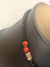 Load image into Gallery viewer, Sterling silver black onyx coral necklace 18 inch