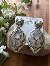 Load image into Gallery viewer, Navajo Sterling Silver Stamped Leaf Earrings. VJP Vincent