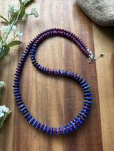 Load image into Gallery viewer, Sterling Silver Graduated Blue Lapis Red Coral Bead Necklace. 26 inch. Gift