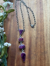 Load image into Gallery viewer, Navajo Sterling Silver Purple Spiny Oyster Lariat Chain Necklace C Shorty