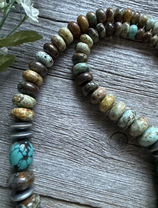 Southwestern 925 Sterling Silver Graduated Turquoise Bead Necklace. 23 inch