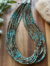 Load image into Gallery viewer, Sterling Silver Multi Strand Blue Green Faceted Turquoise Bead Necklace 20 Inch