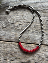 Load image into Gallery viewer, Red Coral 4mm Sterling Silver Pearls Choker Bead Necklace. 16 Inch. Gift