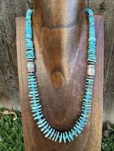 Load image into Gallery viewer, Southwestern 925 Sterling Silver Turquoise Bead Necklace. 22 inch