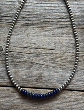 Load image into Gallery viewer, Lapis 4mm Sterling Silver Pearls Choker Bead Necklace. 16 Inch. Gift