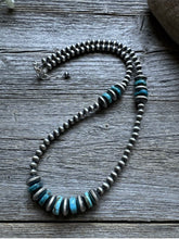Load image into Gallery viewer, Sterling Silver Blue Turquoise W 5mm Pearls Bead Necklace. 18 inch