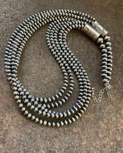 Load image into Gallery viewer, 5mm Multi Strand 925 Sterling Silver Oxidized Pearls Bead Necklace 26 Inch