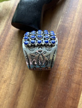 Load image into Gallery viewer, Native American Sterling Silver Lapis Cluster Cuff Bracelet H Happy Piasso