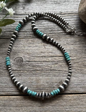 Load image into Gallery viewer, Blue Turquoise Multi Graduated Sterling Silver Pearls Bead Necklace 18” 4mm -8mm
