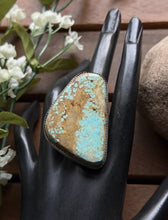 Load image into Gallery viewer, Navajo Native Sterling Silver Number 8 Turquoise Adjustable Ring Leslie Nez Gift