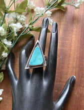 Load image into Gallery viewer, Native American Sterling Silver Turquoise Adjustable Ring. K Yazzie