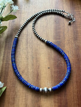 Load image into Gallery viewer, Sterling Silver Blue Lapis W Multi Bead Pearls Necklace. 18 Inch. Gift