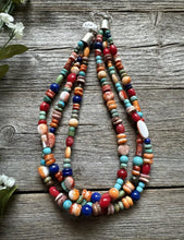 Load image into Gallery viewer, Sterling Silver Multi Strand Multi Stone Bead Necklace. 16 inch