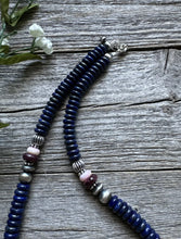 Load image into Gallery viewer, Sterling Silver Lapis Multi Stone Bead Necklace. 18 inch. Gift