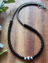 Load image into Gallery viewer, Sterling Silver Black Onyx W Multi Bead Pearls Necklace. 18 Inch. Gift