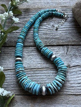 Load image into Gallery viewer, Sterling Silver Graduated Vibrant Blue Turquoise Bead Necklace 18 inch