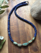 Load image into Gallery viewer, Sterling Silver Blue Lapis Turquoise Nuggets Bead Necklace 18 inch Gift
