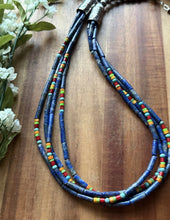 Load image into Gallery viewer, Sterling Silver Multi Strand Stone Heishi Lapis Pearls Bead Necklace 24 inch