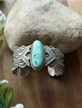 Load image into Gallery viewer, Navajo Native American Sterling Silver Turquoise Cuff Bracelet Maloney