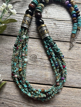 Load image into Gallery viewer, Tommy Rosita Singer T R Sterling Silver Multi Strand Turquoise Bead Necklace 30”