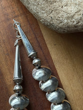 Load image into Gallery viewer, Navajo Sterling Silver Turquoise Stamped Pillow Beads Bead Necklace Earrings 22”