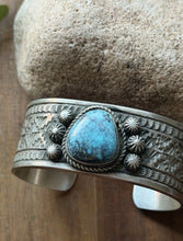 Load image into Gallery viewer, Navajo Native American Sterling Silver Turquoise Cuff Bracelet Maloney