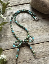 Load image into Gallery viewer, Bow Blue Green Turquoise Sterling Silver Pearls Bead Necklace. 18 Inch. Gift