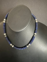 Load image into Gallery viewer, Sterling silver lapis bead necklace 18 inch