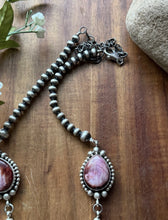 Load image into Gallery viewer, Navajo Sterling Silver  Purple Spiny Oyster Lariat Pearls Bead Heart Necklace RY