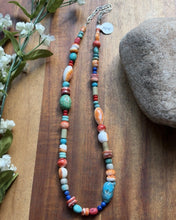 Load image into Gallery viewer, Sterling Silver Multi Stone Color Candy Bead Necklace. 16 inch