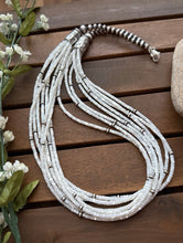 Load image into Gallery viewer, Sterling Silver Multi Strand MOP Mother Of Pearl Bead Necklace 26 inch