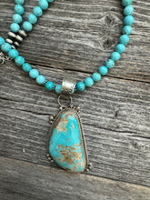 Load image into Gallery viewer, Navajo sterling silver royston turquoise pendant necklace