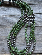 Load image into Gallery viewer, Sterling Silver Pearls Sonoran Gold Turquoise Nuggets Bead Necklace 30 Inch