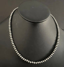 Load image into Gallery viewer, 5mm 60 Inch 925 Sterling Silver Oxidized Pearls Bead Necklace Southwestern