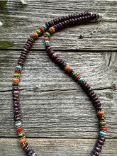 Load image into Gallery viewer, Sterling Silver Multi Stone Purple Spiny Oyster Bead Necklace 18 Inch Gift