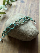 Load image into Gallery viewer, Floral Sterling Silver Blue Green Turquoise Bead Bracelet. 7 Inch