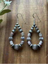 Load image into Gallery viewer, Pink Rhodochrosite Sterling Silver Pearls Bead Earrings 2.75 Inch