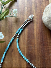 Load image into Gallery viewer, Southwestern Sterling Silver Blue Turquoise W Pearls Bead Necklace 18 inch Gift