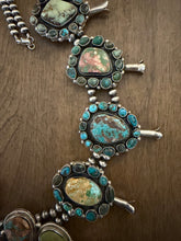 Load image into Gallery viewer, Navajo sterling silver royston cluster squash blossom necklace