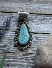 Load image into Gallery viewer, Navajo Native American Sterling Silver Turquoise Handmade Pendant R Yazzie Gift