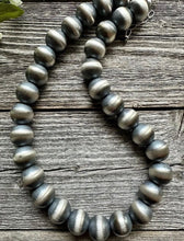 Load image into Gallery viewer, 16mm 22 Inch 925 Sterling Silver Oxidized Pearls Bead Necklace Southwestern